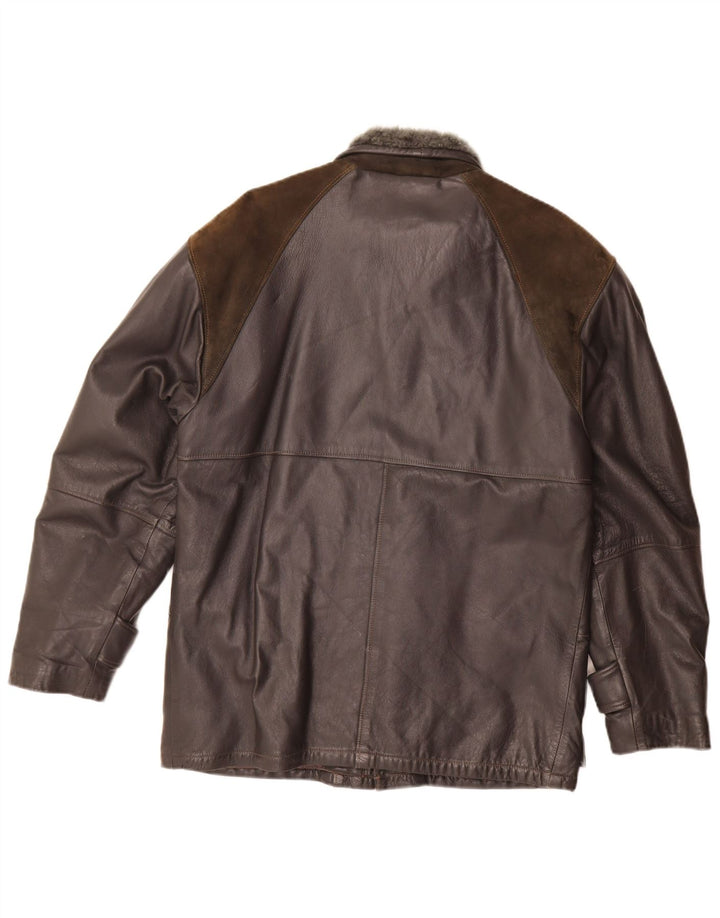 Jachetă de piele vintage pentru bărbați IT 46 Small Black Colorblock