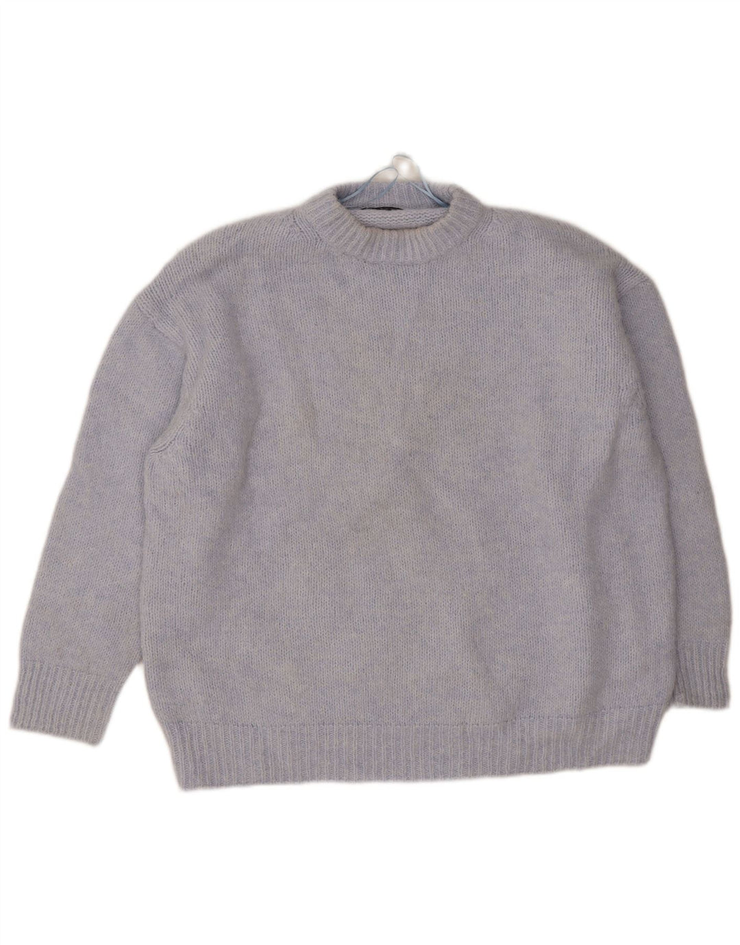 Pulover supradimensionat pentru femei Zara, cu gât crew, UK 18 XL, poliester albastru