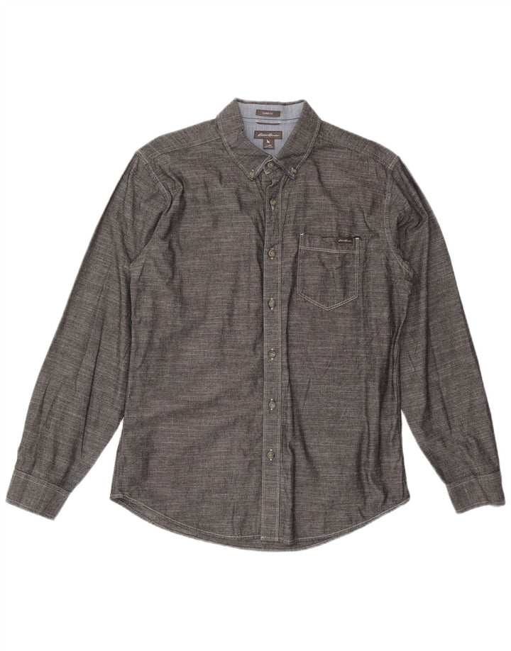 Cămașă pentru bărbați EDDIE BAUER Classic Fit, bumbac gri mediu