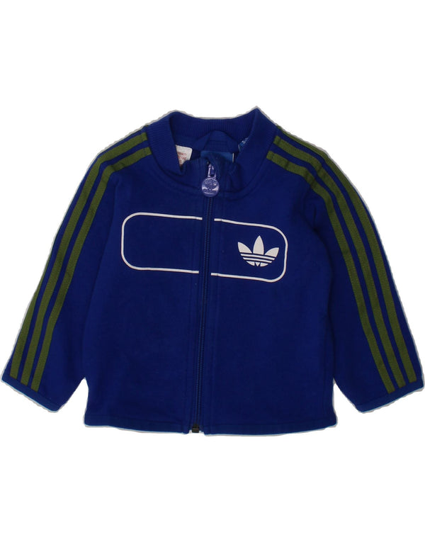 ADIDAS Baby Boys Graphic Tracksuit Top Jacket 3-6 Months Blue Cotton