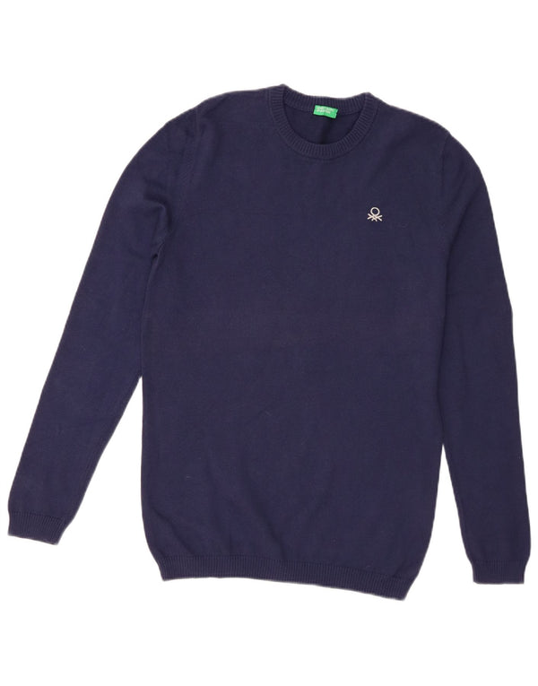 Benetton Boys Crew Neck Jumper Sweater 13-14 Years 3XL Navy Blue Cotton