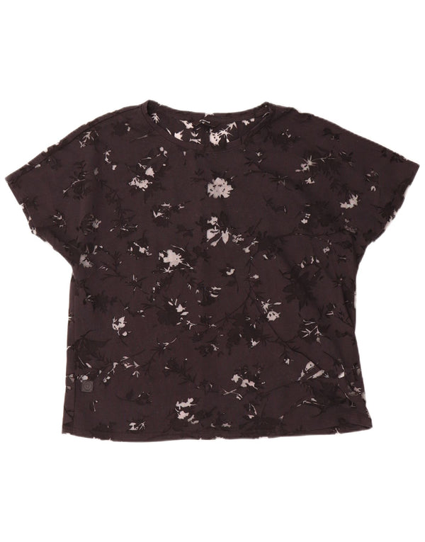 Desigual Womens See Through Graphic Tricou Top UK 16 Medium Black Floral