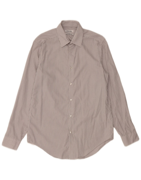 Cămașă pentru bărbați Calvin Klein Slim Fit Mărimea 15 1/2 Medium Gri cu dungi