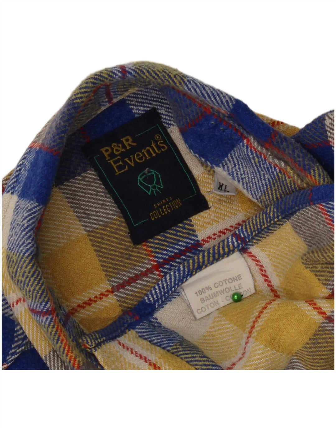 Cămașă de flanel pentru bărbați vintage XL, bumbac cu carouri galbene