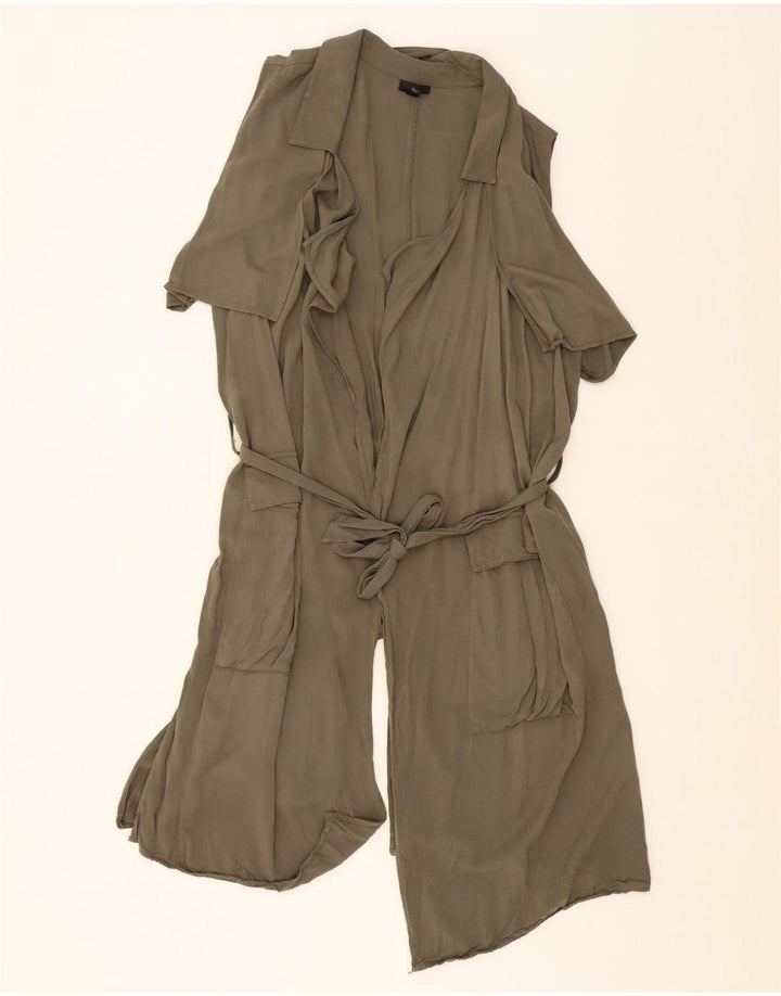 MOSSIMO Womens Longline Cardigan Top UK 20 2XL Khaki Rayon Vintage Mossimo and Second-Hand Mossimo from Messina Hembry 