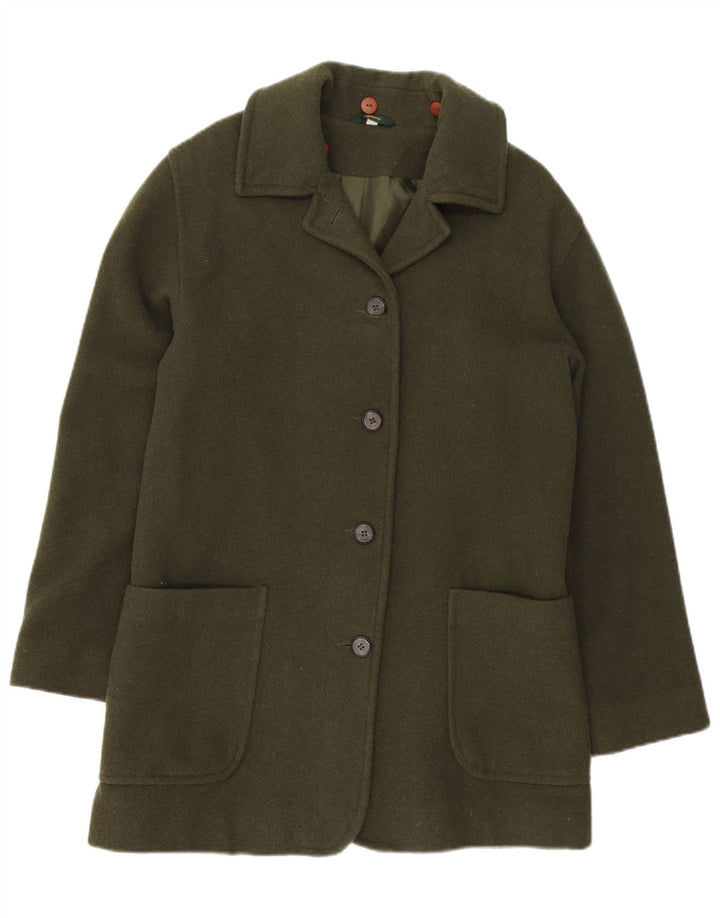 VINTAGE pardesiu supradimensionat pentru femei UK 10 mic din lână verde