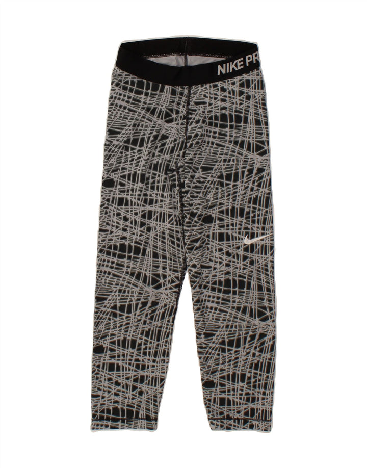 NIKE Womens Abstract Pattern Tracksuit Trousers UK 4 XS Black Vintage Nike and Second-Hand Nike from Messina Hembry 