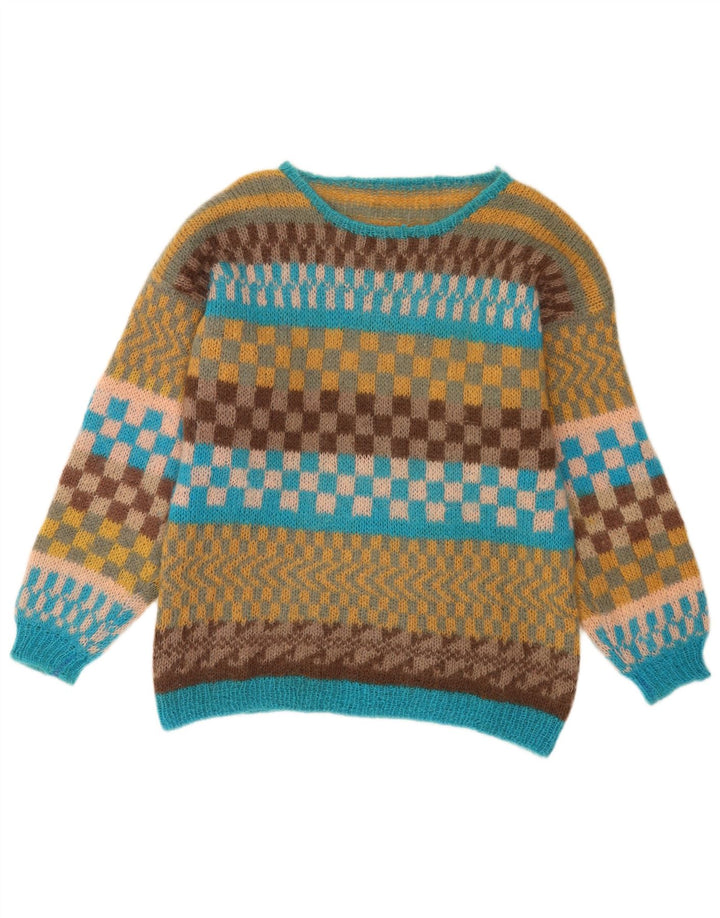 Pulover vintage pentru bărbați, cu gât de barcă, mijlociu, multicolor, geometric
