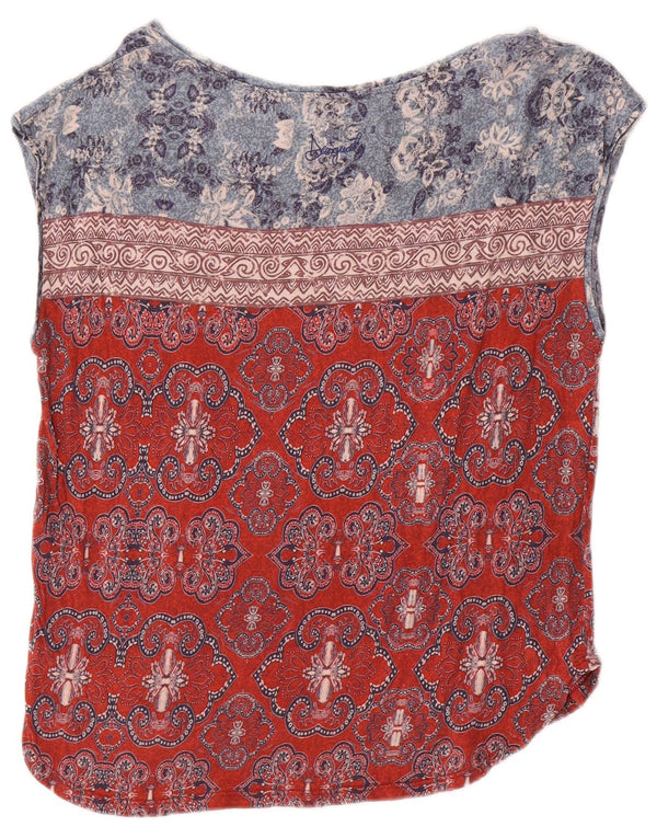 Bluză fără mâneci pentru femei Desigual UK 14 Bumbac Paisley Roșu Mediu