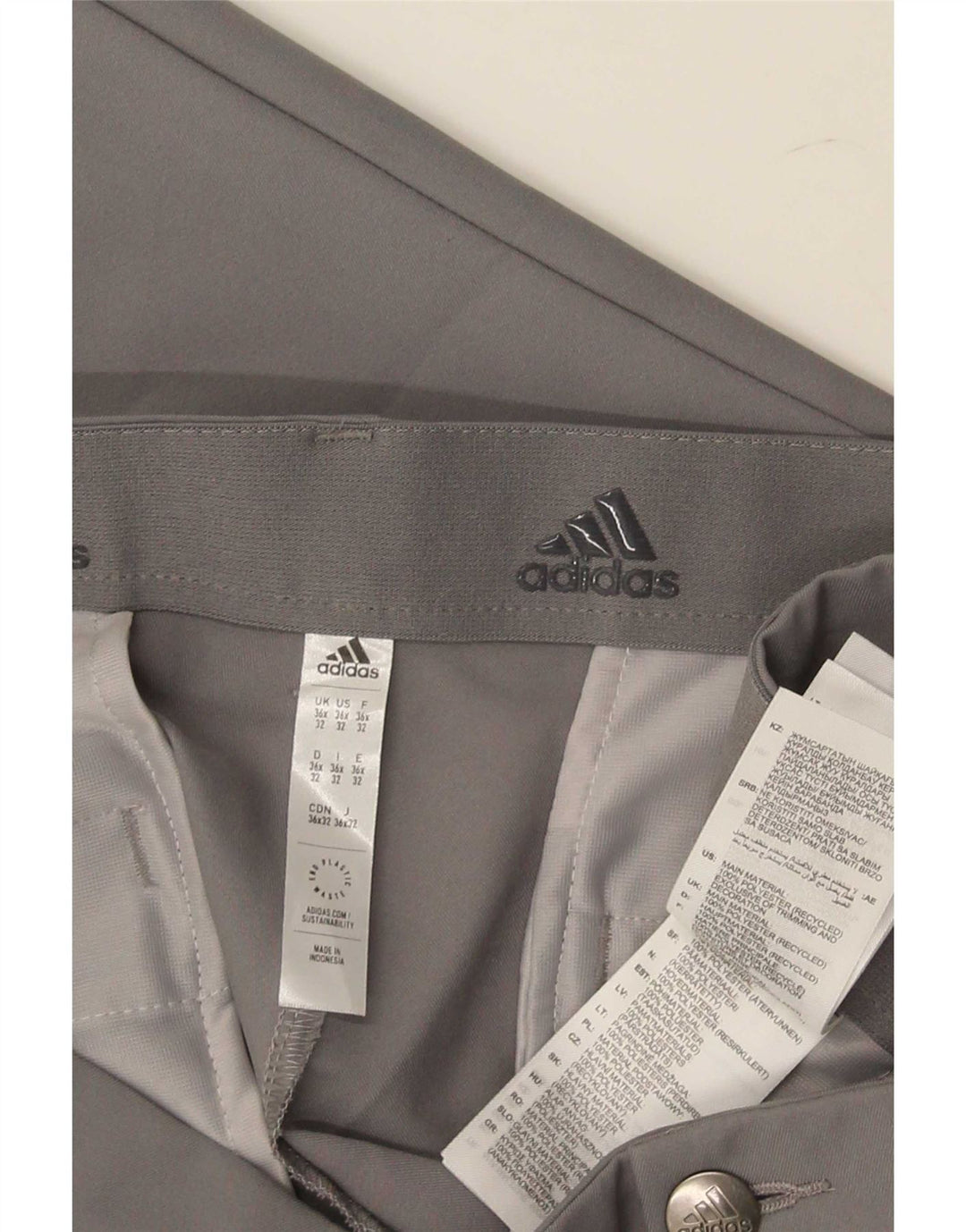 Pantaloni chino slim pentru bărbați Adidas W36 L32 poliester gri