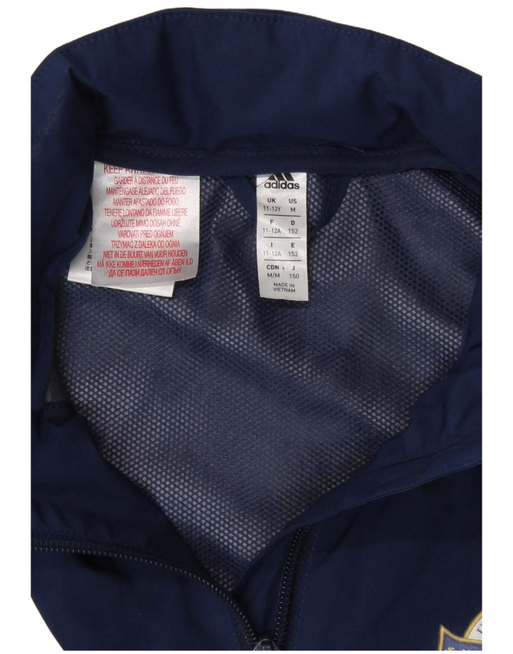 Jachetă de vânt cu glugă Adidas pentru băieți 11-12 ani poliester bleumarin