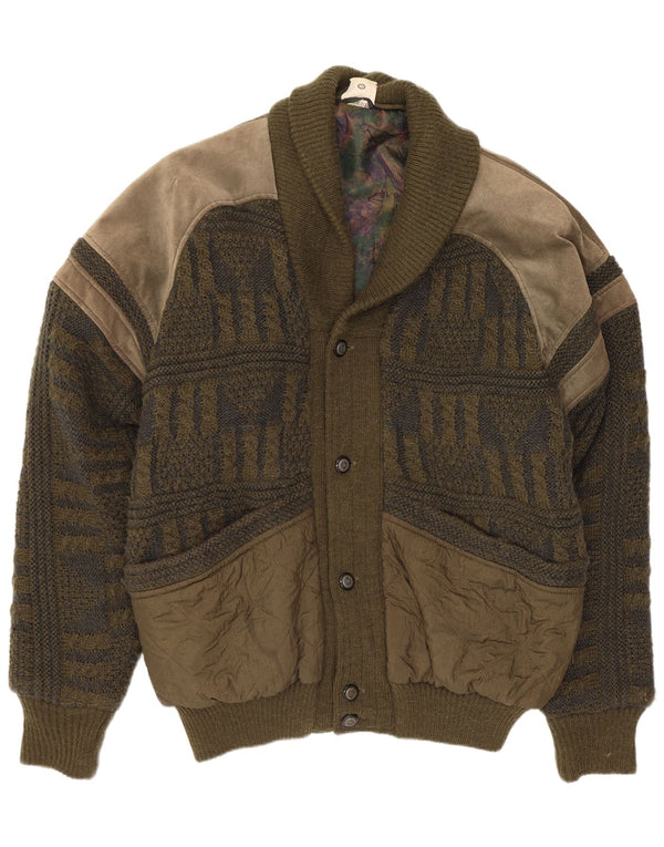 Pulover cardigan pentru bărbați Angelo Litrico IT 52/54 mare Kaki Colorblock