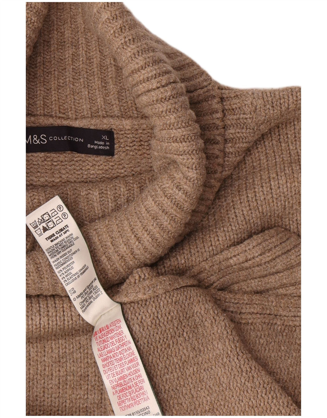 Marks & Spencer Pulover supradimensionat pentru femei cu gât rulat UK 18 XL Bej