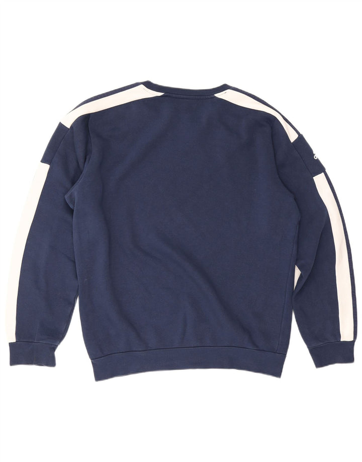 Hanorac grafic pentru bărbați Adidas Pulover mediu albastru bleumarin din bumbac color bloc