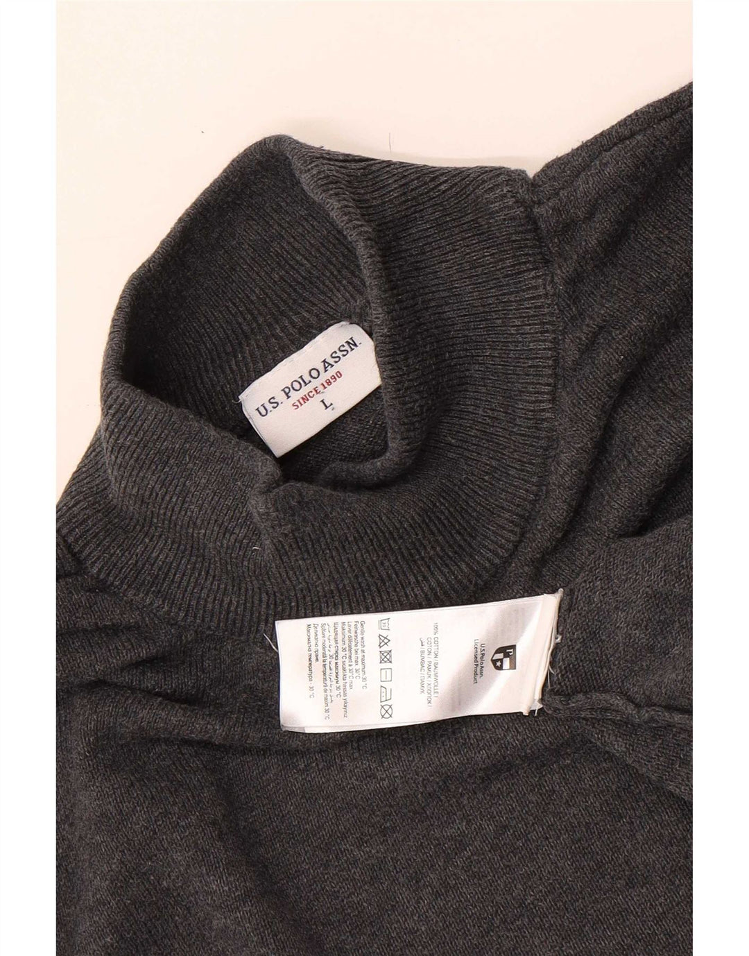 U.S. Polo Assn. Pulover pentru bărbați cu gât țestoasă, mare, gri