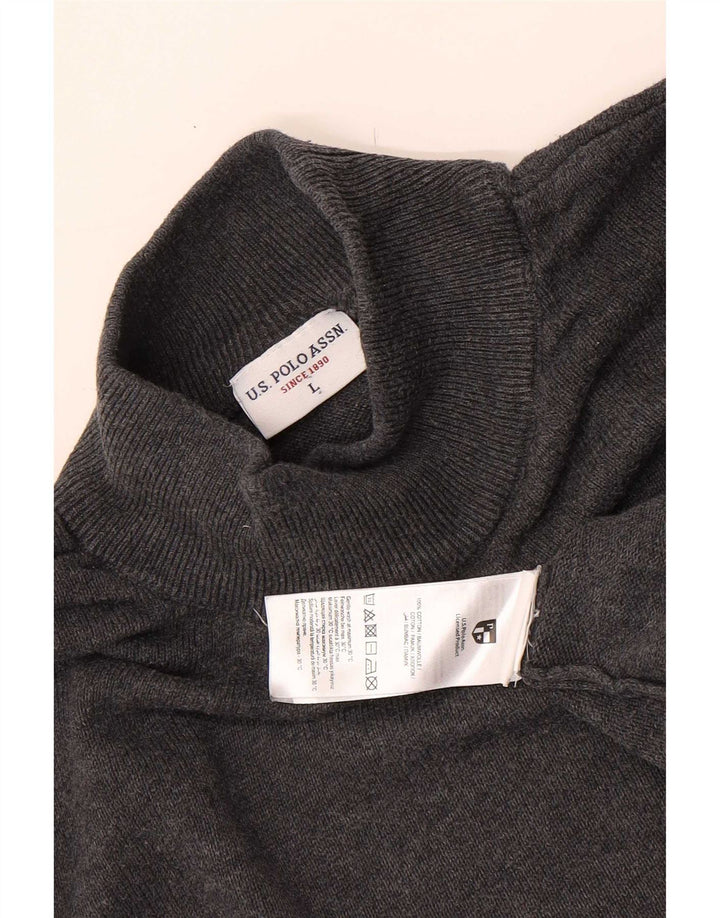 U.S. Polo Assn. Pulover pentru bărbați cu gât țestoasă, mare, gri