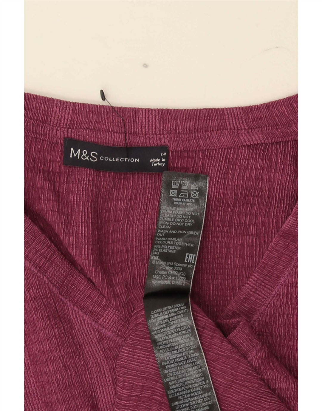 Tricou pentru femei Marks & Spencer Top UK 14 Large Maroon Striped Poliester