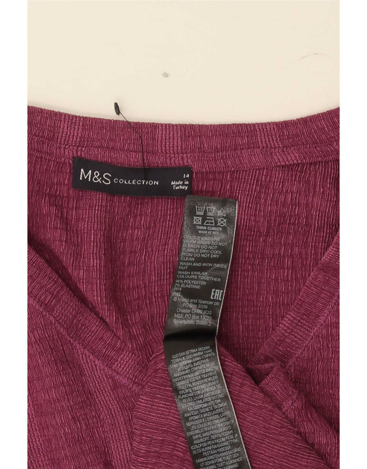Tricou pentru femei Marks & Spencer Top UK 14 Large Maroon Striped Poliester