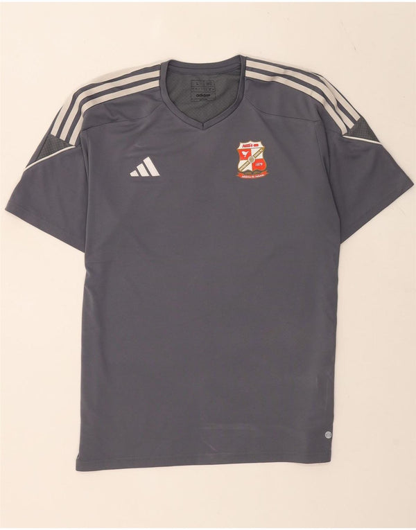 Tricou Swindon Town FC pentru bărbați Adidas Slim Fit Top mare, gri, poliester