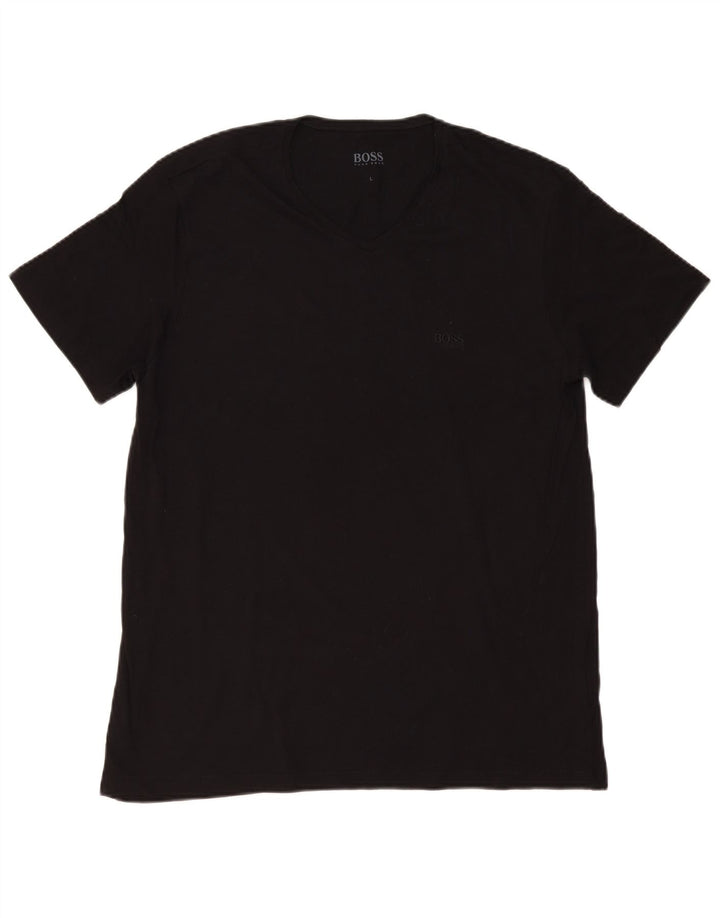 Tricou pentru bărbați HUGO BOSS Top mare din bumbac negru