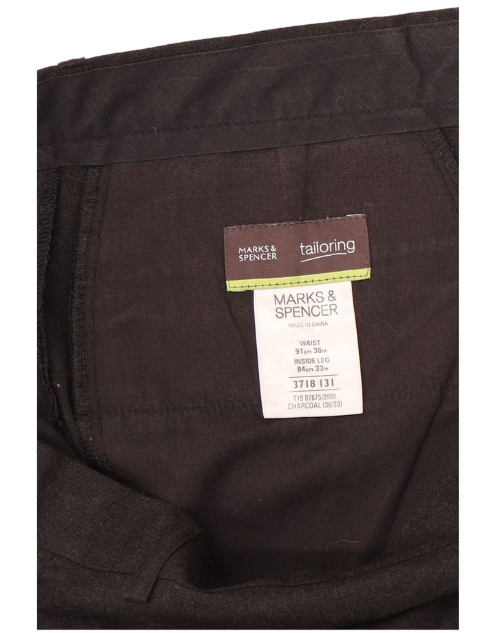 Marks & Spencer Pantaloni drepți pentru bărbați L36 L33 Poliester gri