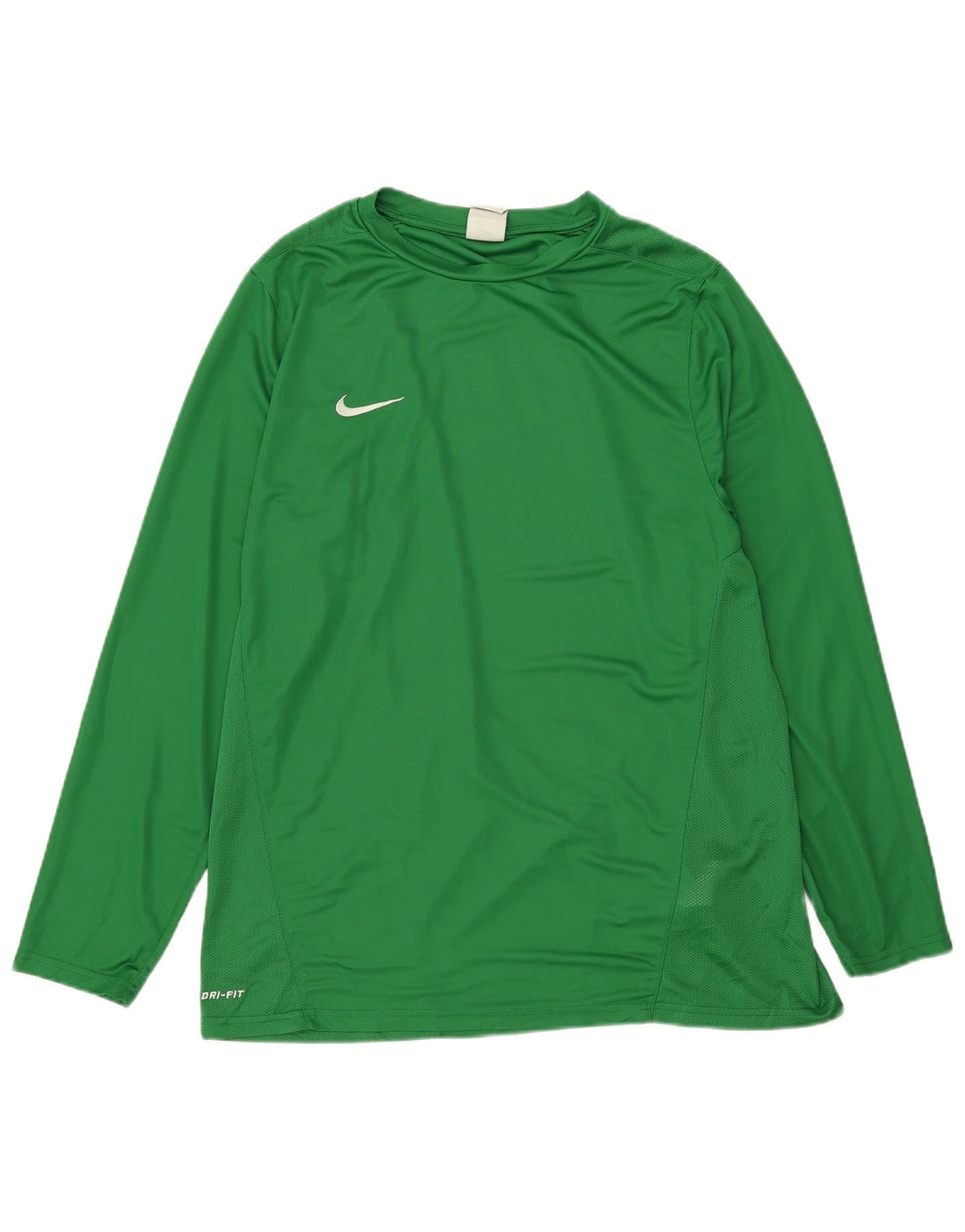 NIKE Mens Dri Fit Graphic Top Long Sleeve Large Green Polyester