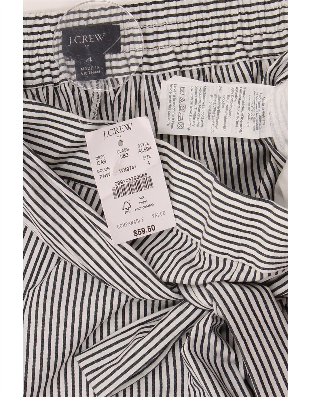 Pantaloni scurti chino pentru femei J. CREW US 4 Small W30 Bumbac cu dungi albe