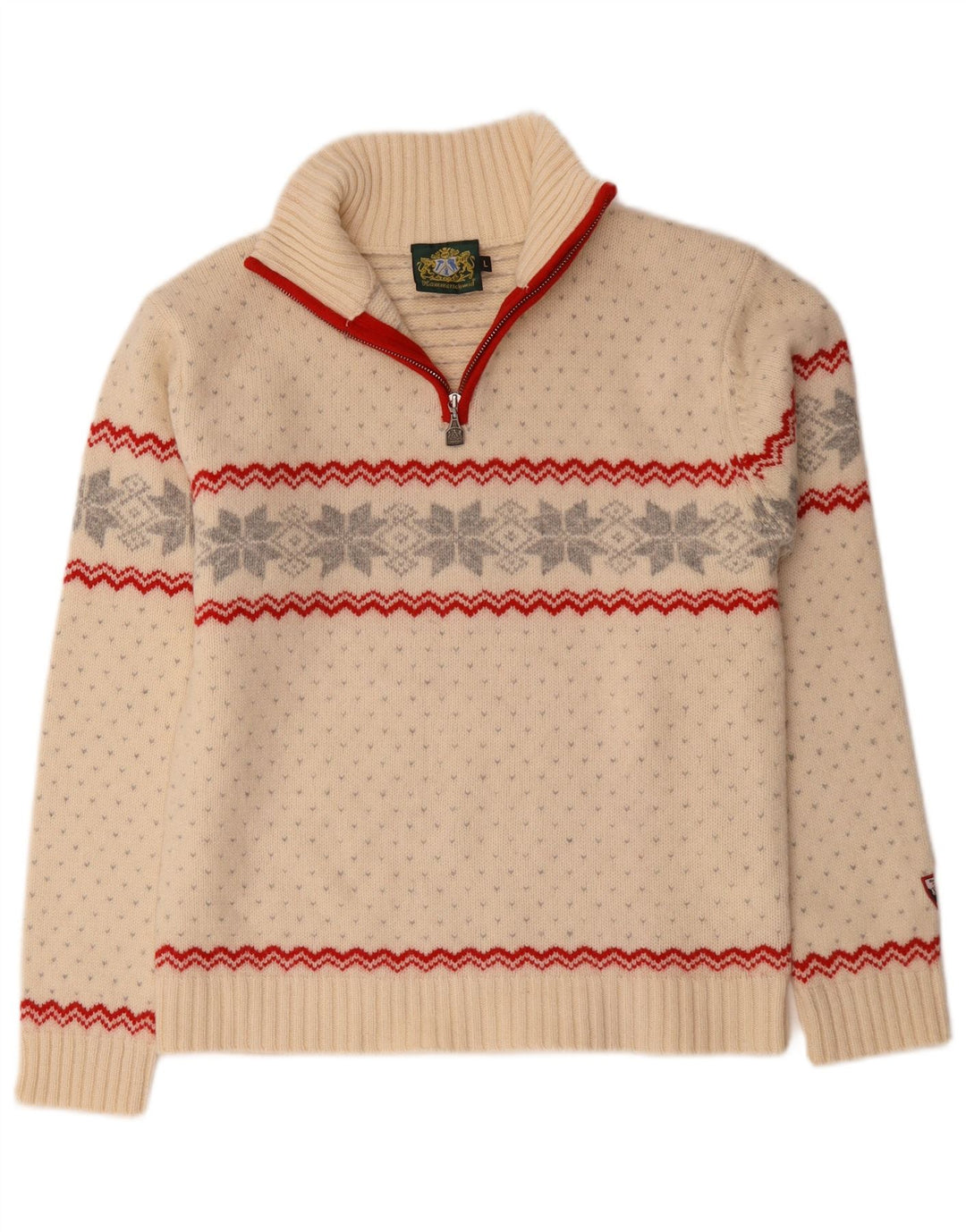 Pulover Hammerschmidt pentru femei, cu fermoar, cu gât, UK 16, mare, alb