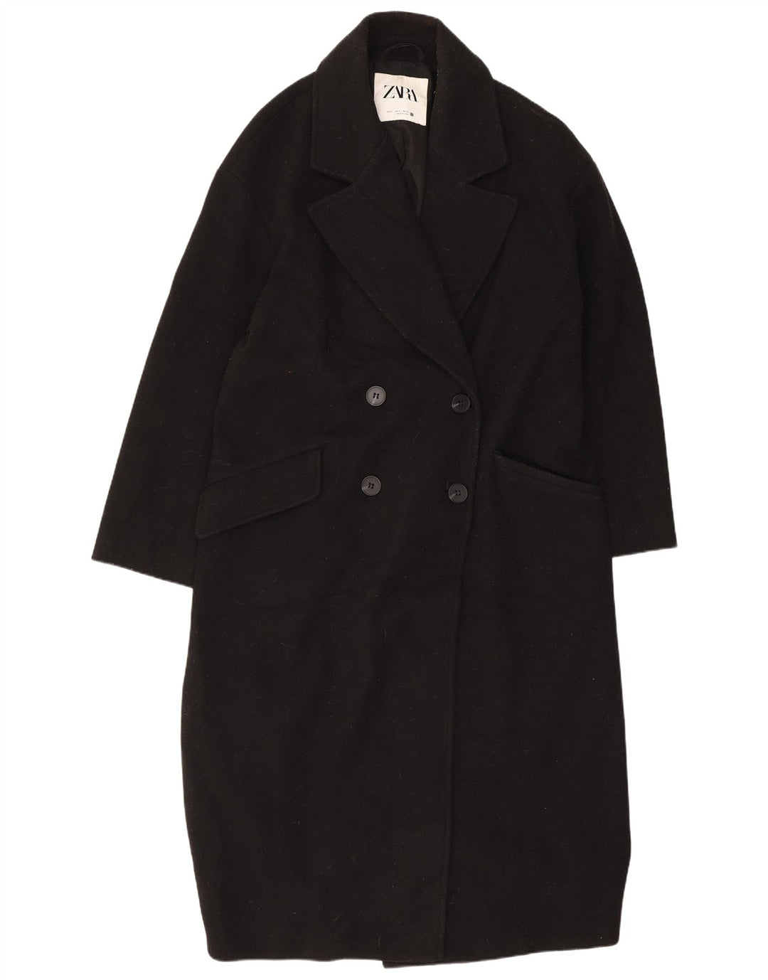 Palton supradimensionat pentru femei Zara UK 10 Poliester negru mic