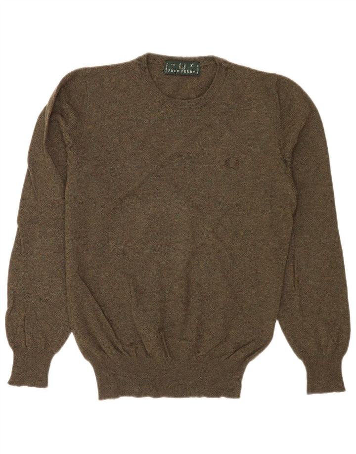 Pulover pentru bărbați Fred Perry cu gât crew pulover mic din lână kaki