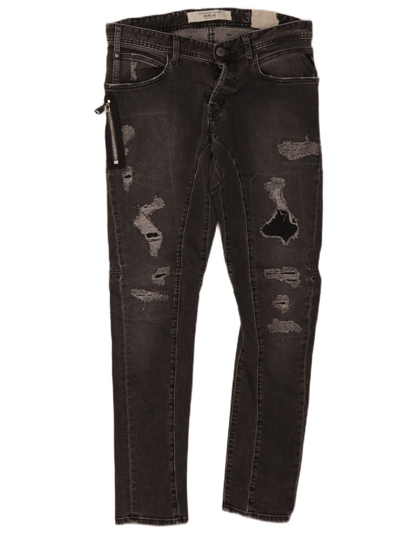 Replay blugi skinny pentru bărbați învechiți W31 L30 bumbac gri