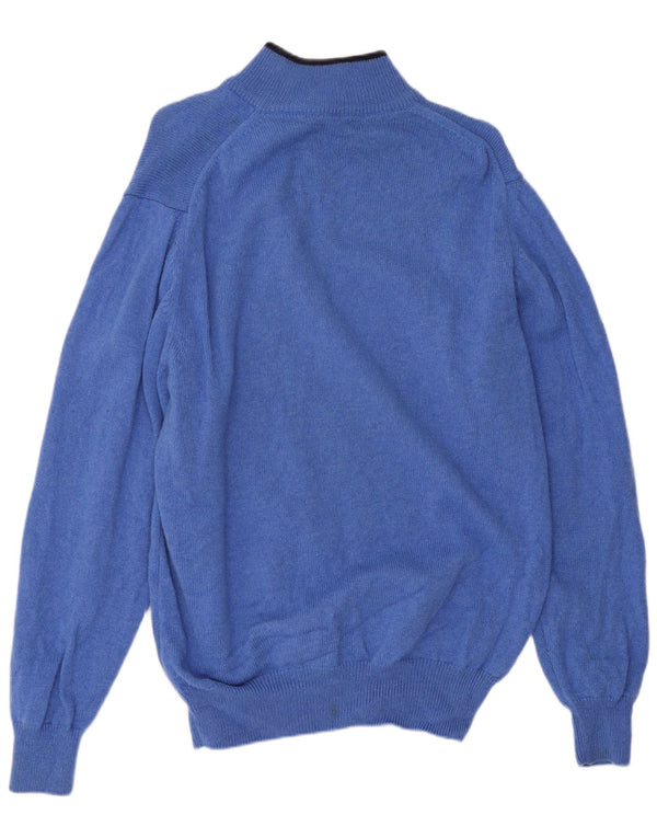 Fred Perry Mens Zip Neck Jumper Sweater Medium Blue Wool