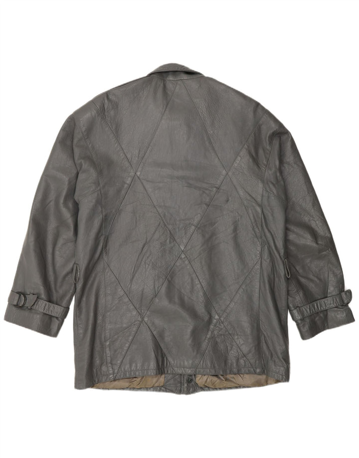 Geaca de piele vintage pentru barbati IT 52 XL din piele gri