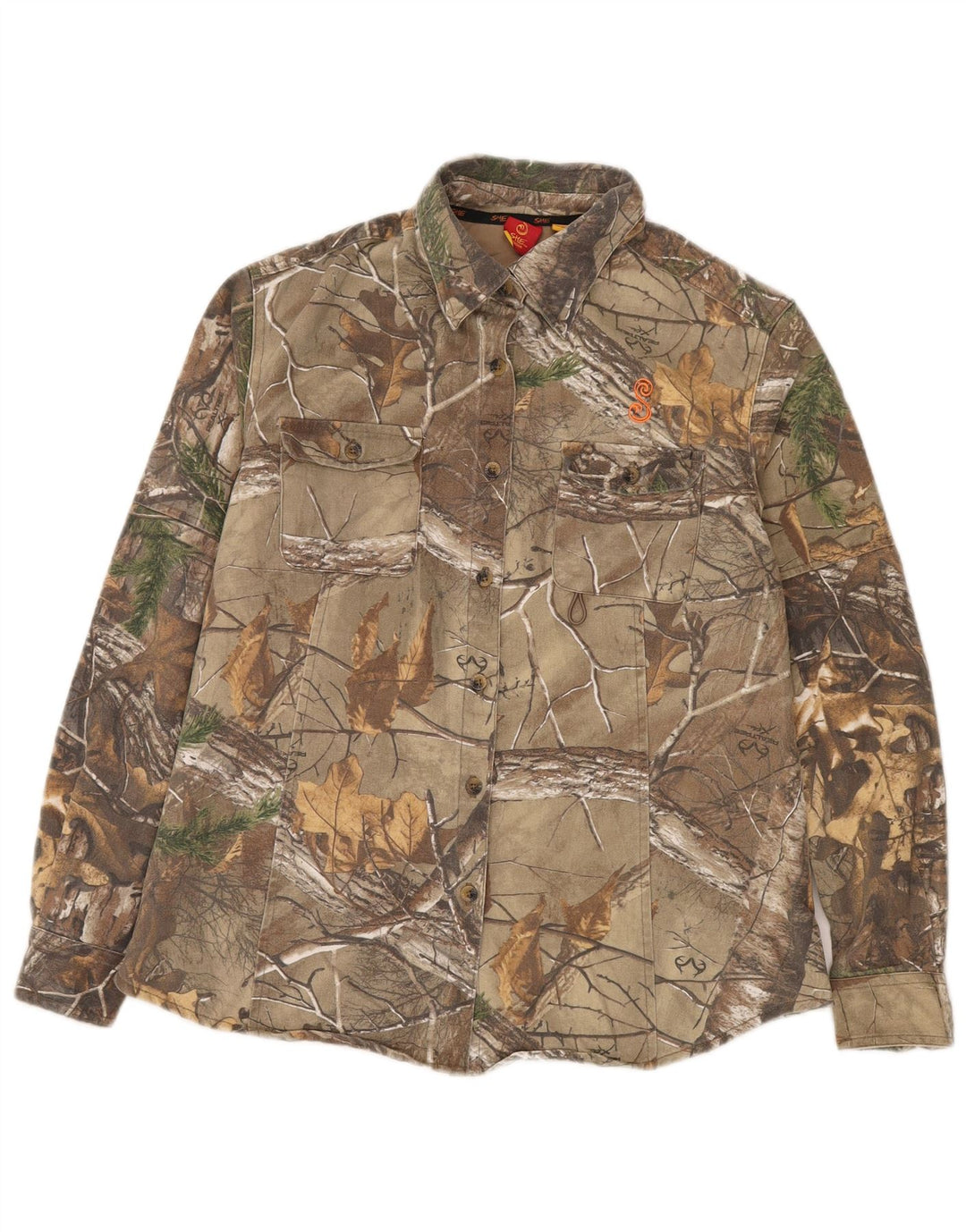 Cămașă VINTAGE pentru femei, cu model abstract, UK 16, mare, bumbac color block, kaki