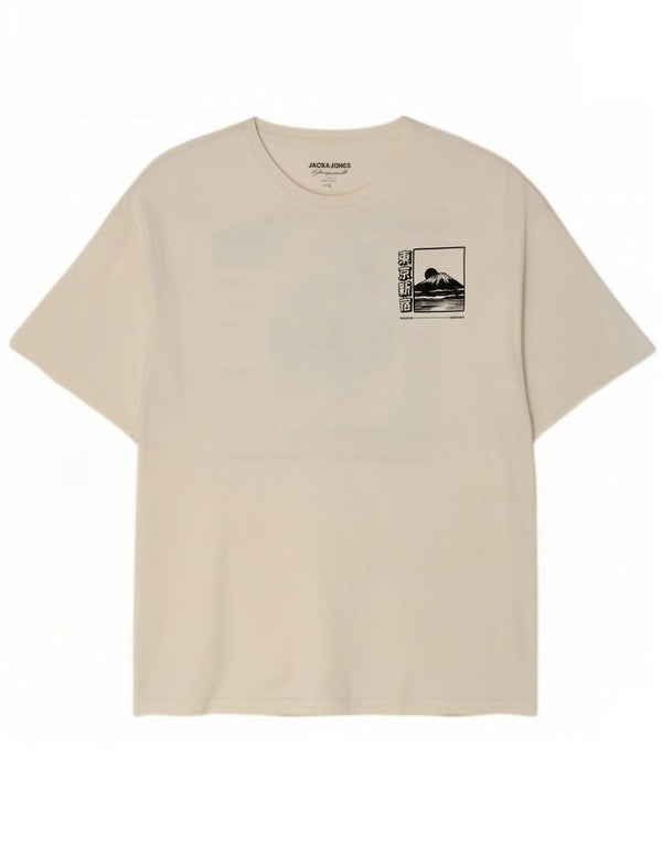 Jack & Jones Tricou cu grafică pentru bărbați Top mare, alb, bumbac