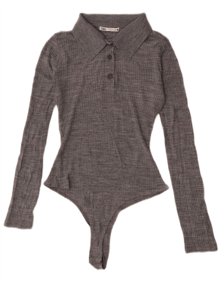 Body cu mânecă lungă pentru femei Zara UK 8 Small Gri