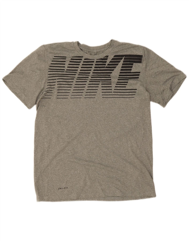 Tricou grafic Nike Dri Fit pentru bărbați Top Medium Gri din poliester cu pete