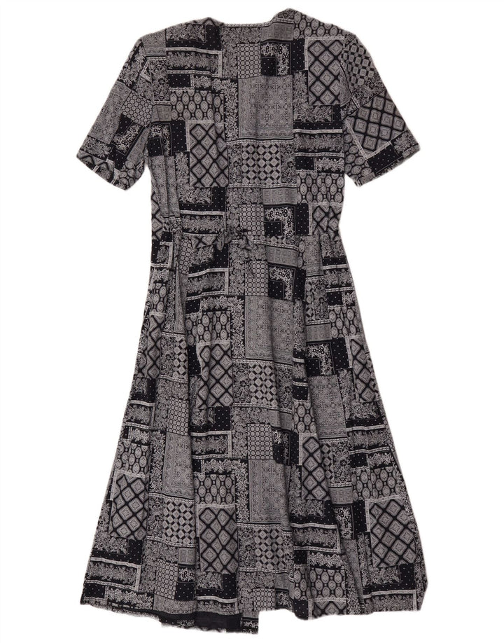 Rochie A-Line Vintage pentru femei UK 14 Medium Grey Patchwork