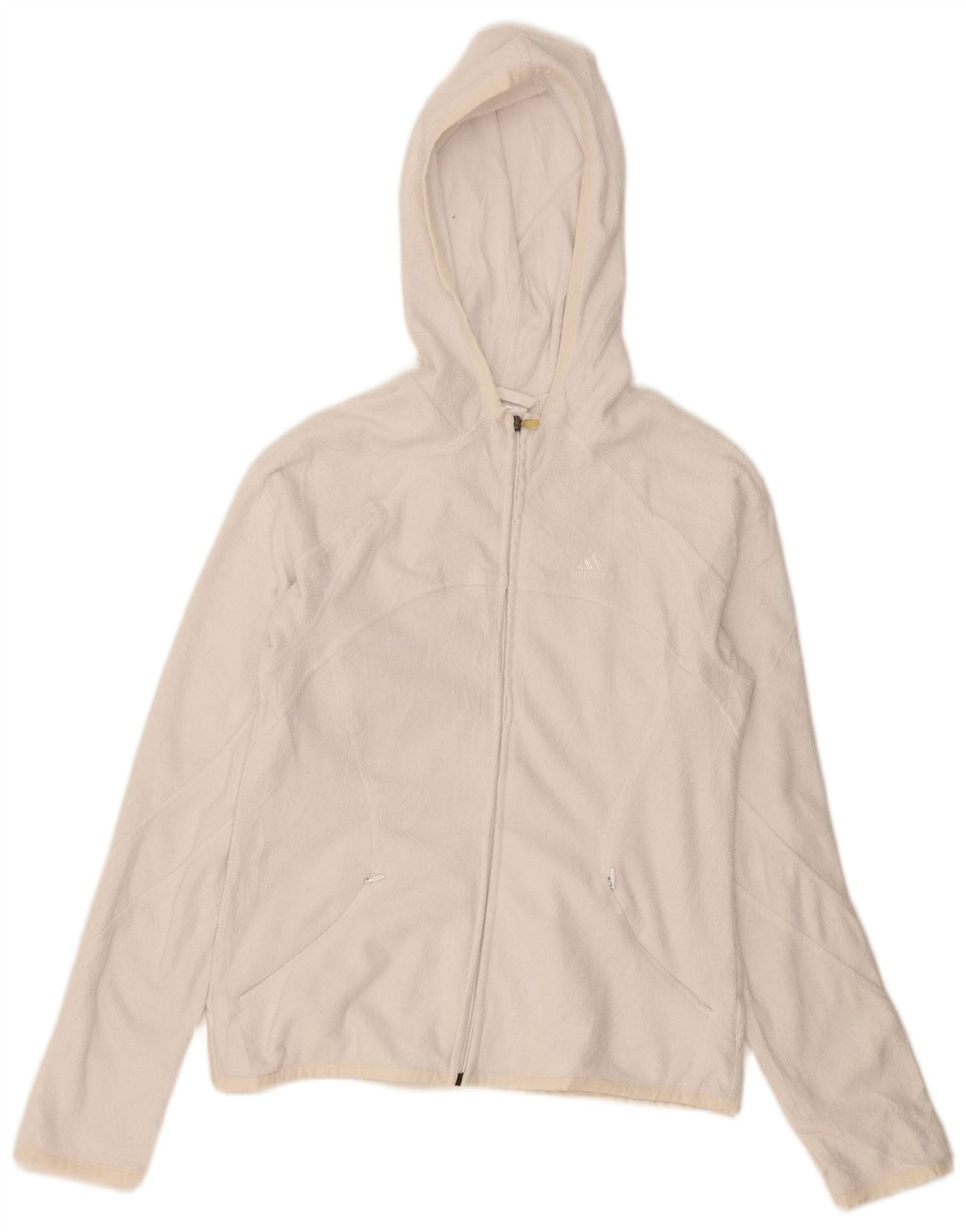 Jachetă fleece cu glugă Adidas pentru femei UK 12 Poliester alb mediu