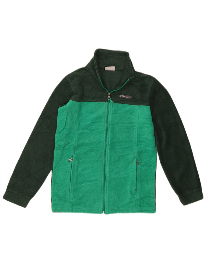 Jachetă fleece Columbia pentru fete 10-11 ani, verde mediu, poliester color bloc