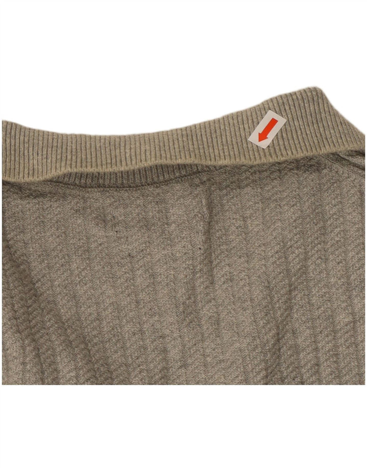 MASSIMO DUTTI Pulover cu gât polo pentru bărbați, bumbac, gri mediu