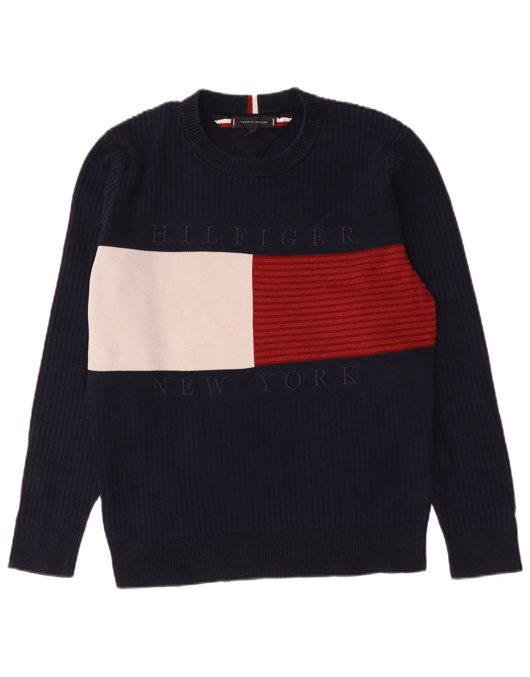 Pulover Tommy Hilfiger pentru bărbați, cu decolteu, mediu, bleumarin, color block