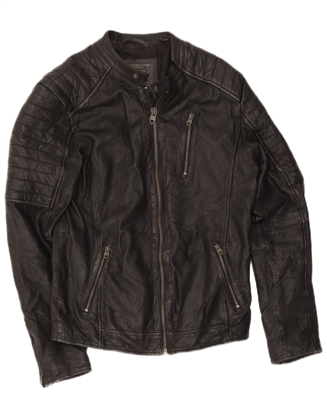 Jack & Jones Jachetă Racer din piele pentru bărbați UK 36 Small Black