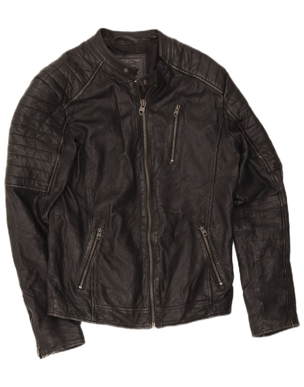 Jack & Jones Jachetă Racer din piele pentru bărbați UK 36 Small Black