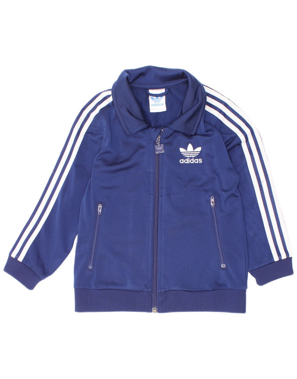 Jachetă de trening pentru băieți Adidas 3-4 ani, poliester bleumarin