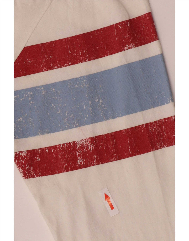 Woolrich Top grafic pentru bărbați cu mânecă lungă, mare, alb, bumbac