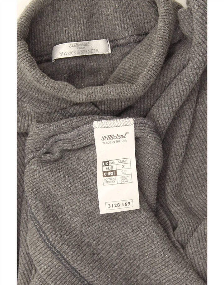 Marks & Spencer pentru bărbați, cu gât rulat, cu mânecă lungă, din bumbac, gri mic