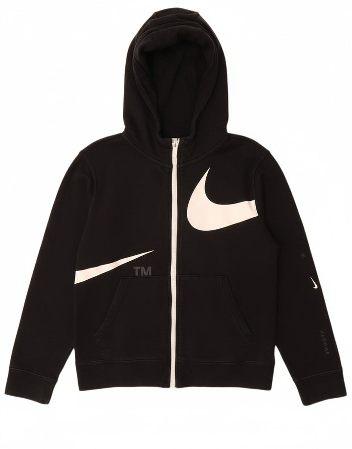 Pulover NIKE pentru băieți Swoosh Graphic, cu fermoar, 10-11 ani, mediu negru