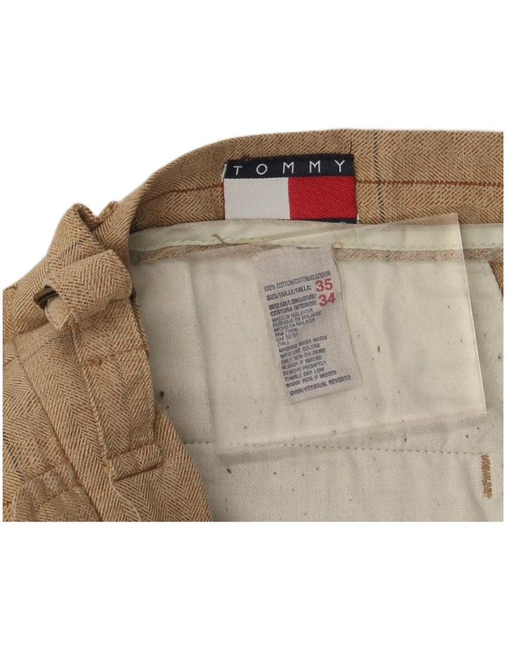Pantaloni de costum pentru bărbați TOMMY HILFIGER L35 L31, bumbac cu carouri bej
