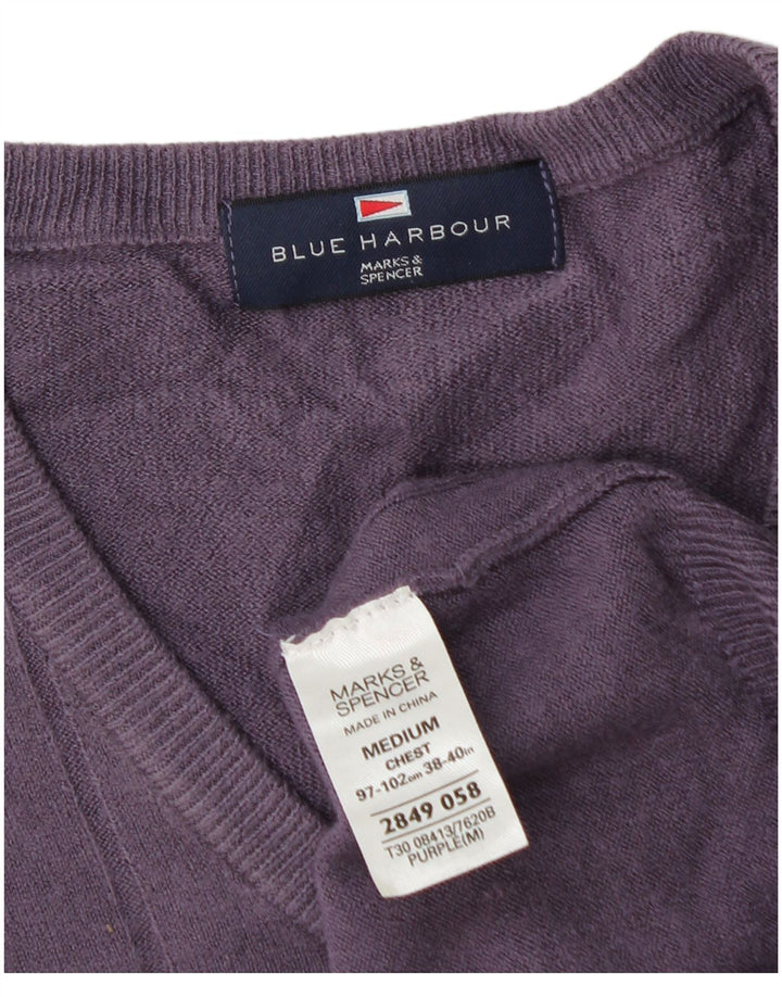 Pulover cu decolteu în V Blue Harbour pentru bărbați Marks & Spencer, violet mediu